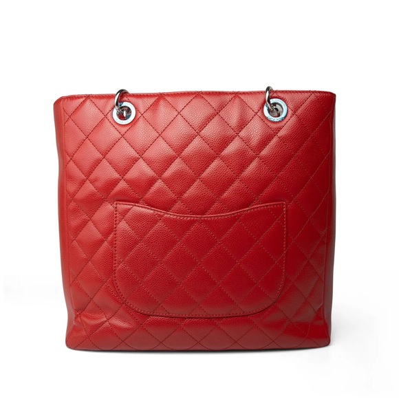 RARE!!! CHANEL PST XL RED QUILTED CAVIAR - Picture 5 of 16